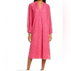 Treasure & Bond-Lace Long Sleeve Dress-Size: Small-Color-Pink Rouge-NEW!!